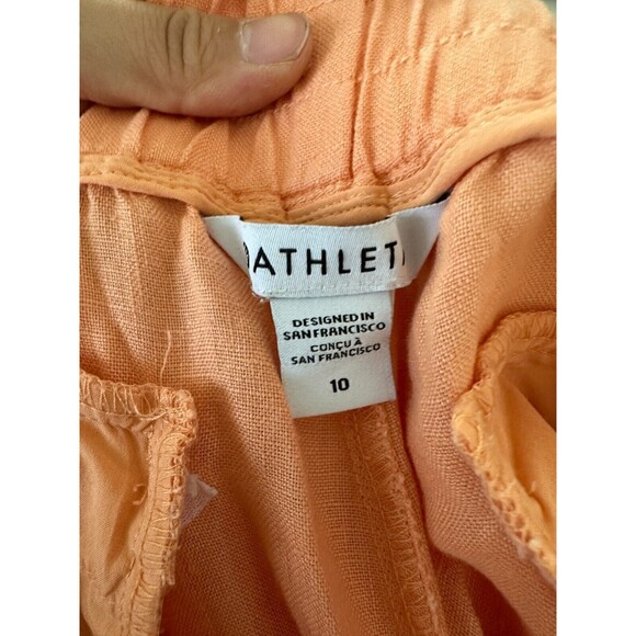 Athleta Cabo Linen Joggers Orange Drawstring Breathable Beach Women's Size 10 - Picture 7 of 8